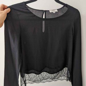 Aritzia Wilfred Black Desaix Silk Blouse XXS